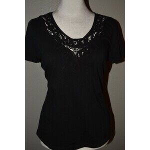 Ralph Lauren Women's T-shirt with Lace / Black / Sz Small